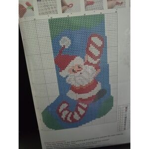 Christmas Rug Kit Santa Stocking Kit Graph Latch Candy Cane  Hook Yarn Craft Set